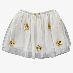Crewcuts White and Gold Flower Sequin Tulle Skirt Xsmall/6